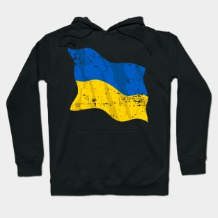 Waving Ukraine Flag Beautiful Distressed Blue and Yellow Hoodie